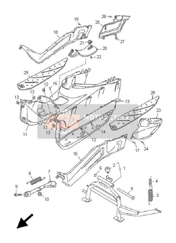 Yamaha YP250R X-MAX 2009 Stand & Footrest for a 2009 Yamaha YP250R X-MAX